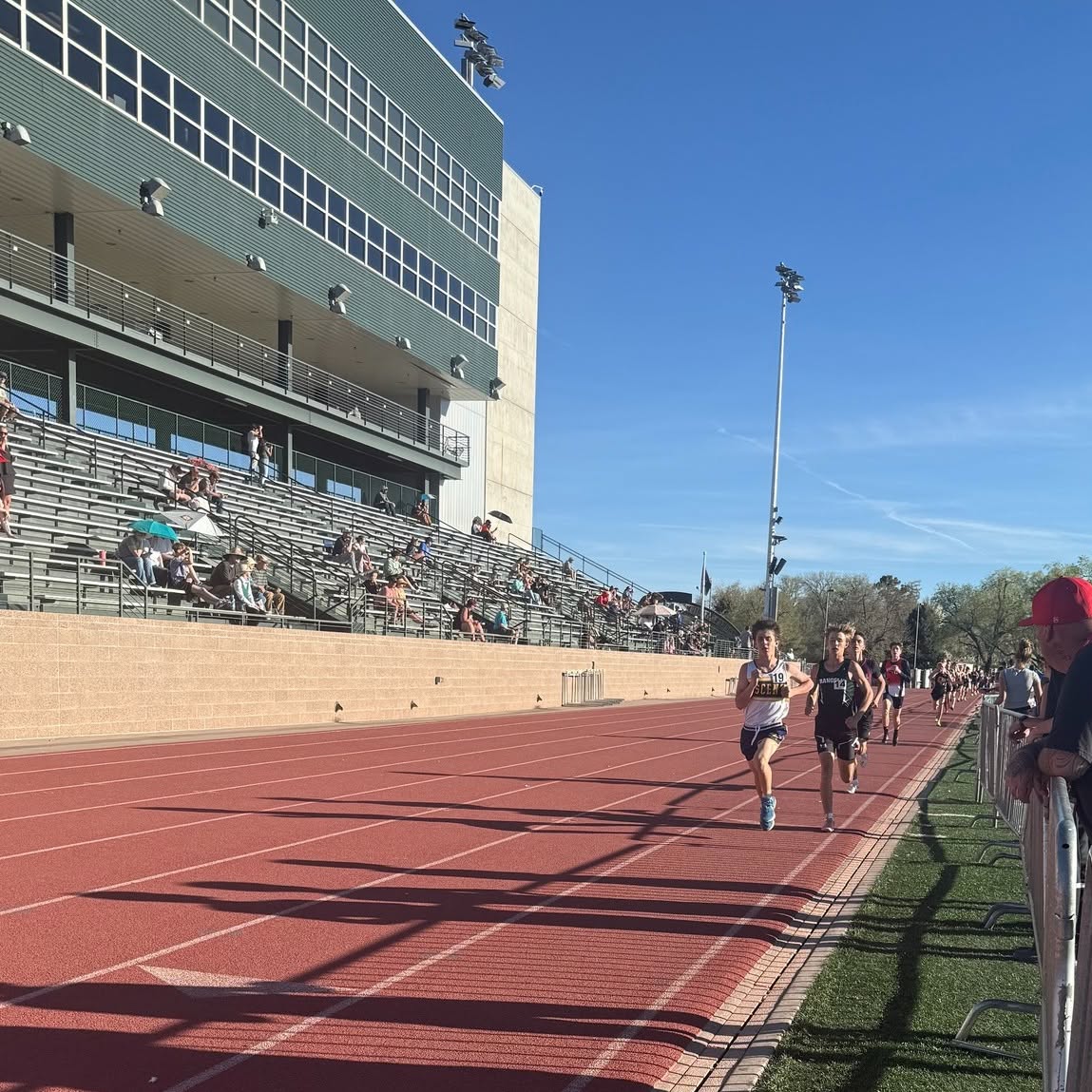 Two students running